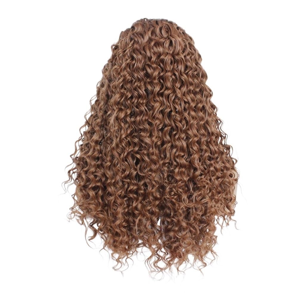 13 x 3 koronkowe peruki czarne ombre brązowe afro kręcone syntetyczne peruki dla kobiet do cienkich włosów (56 cm)