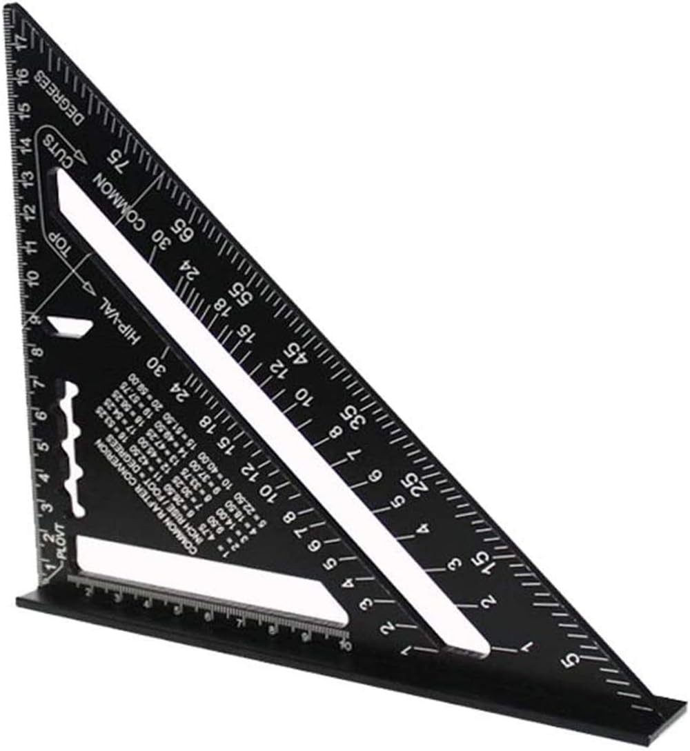 7 Inch Aluminum Alloy Triangle Ruler Square Protractor High Precision Measuring Tool for Engineer Carpenter (Metric)