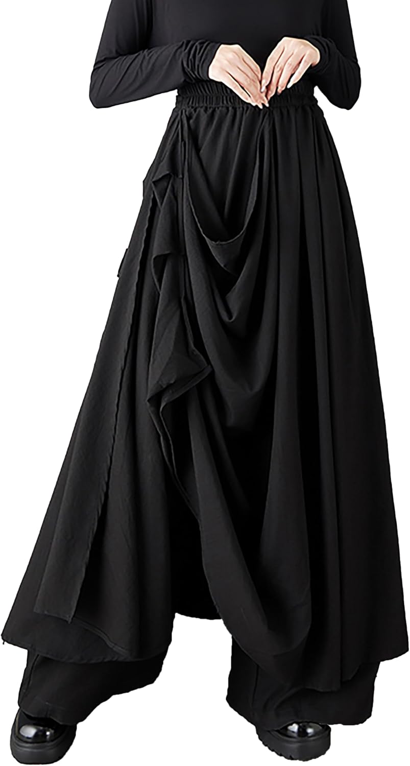 ellazhu Women's Pants Loose Wide Leg High Elastic Waist Sweatpants Pockets GZ763 A