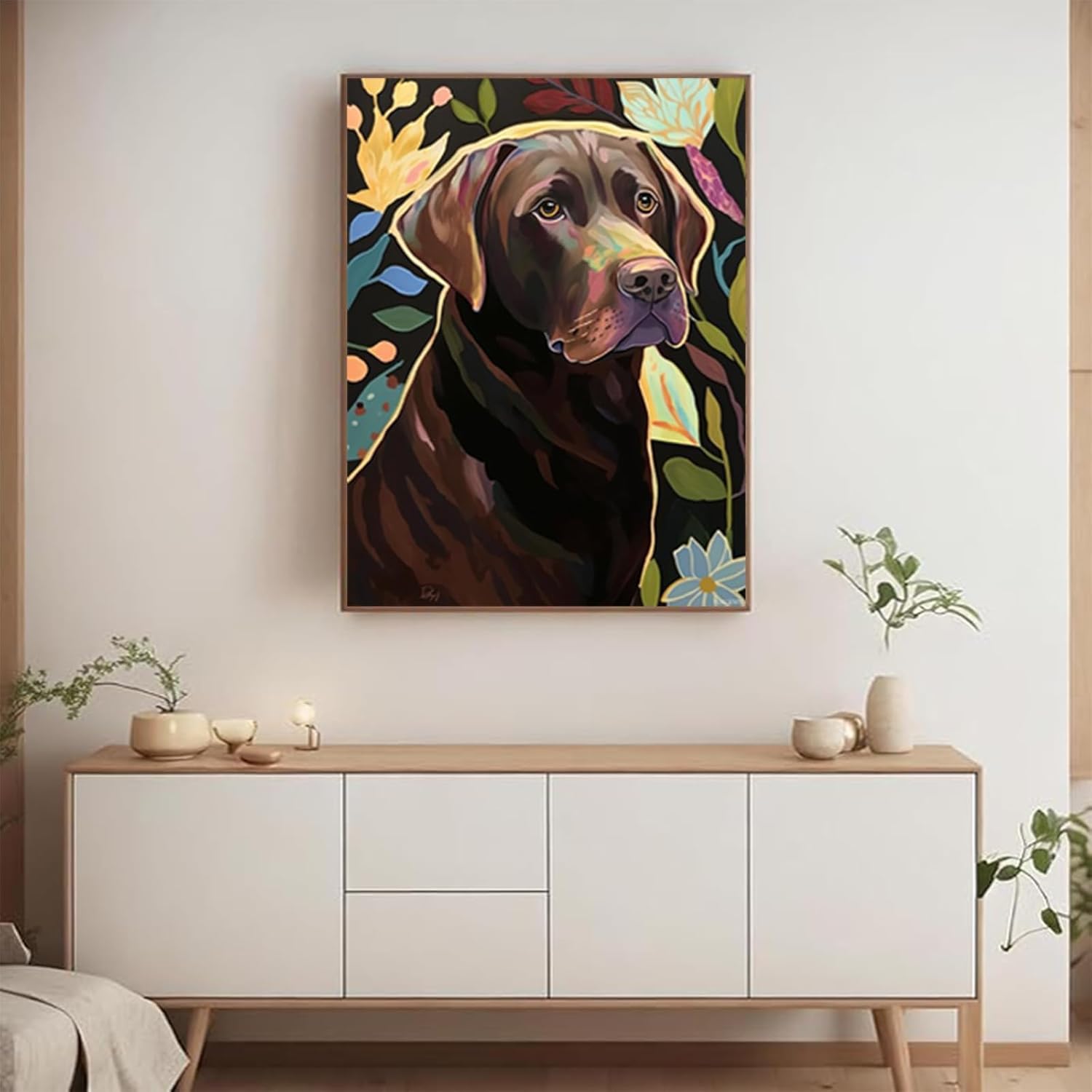 PUAGEMTI Chocolate Lab Diamond Painting Kits for Adults, Funny Animals 5D DIY Diamond Art Kits Full Drill Diamond for Gift Wall Decor Gem Arts 12x16 inch
