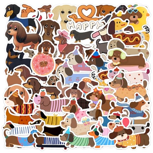 HTTDSLF Lot de 110 Autocollants Teckel Mignons, Autocollants Mignons en Forme de Chien Teckel, Autocollants Graffiti De Dessin Animé, Autocollants Animaux...