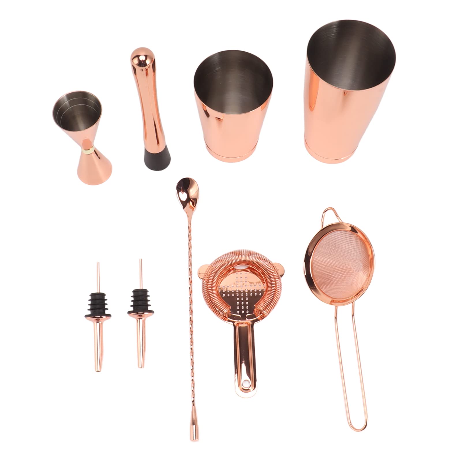 Kit Bartender Acero Inoxidable 9 Piezas |Juego de coctelera Boston para cócteles/Bebidas Mixtas/Bebidas Calientes |Mezclador Fuerte Que Mantiene Las Bebidas frías o Calientes por (Tipo A)