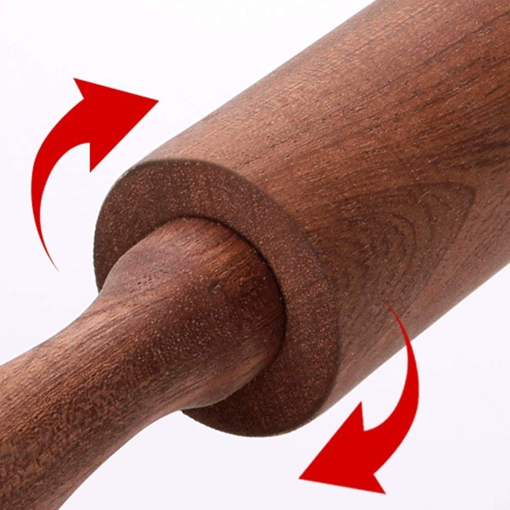 Klassischer Teigroller zum Backen, 48,3 cm lang, Holzteigroller mit Griffen für Brot, Gebäck, Pizza, Fondant, Pastete (Größe: klein)