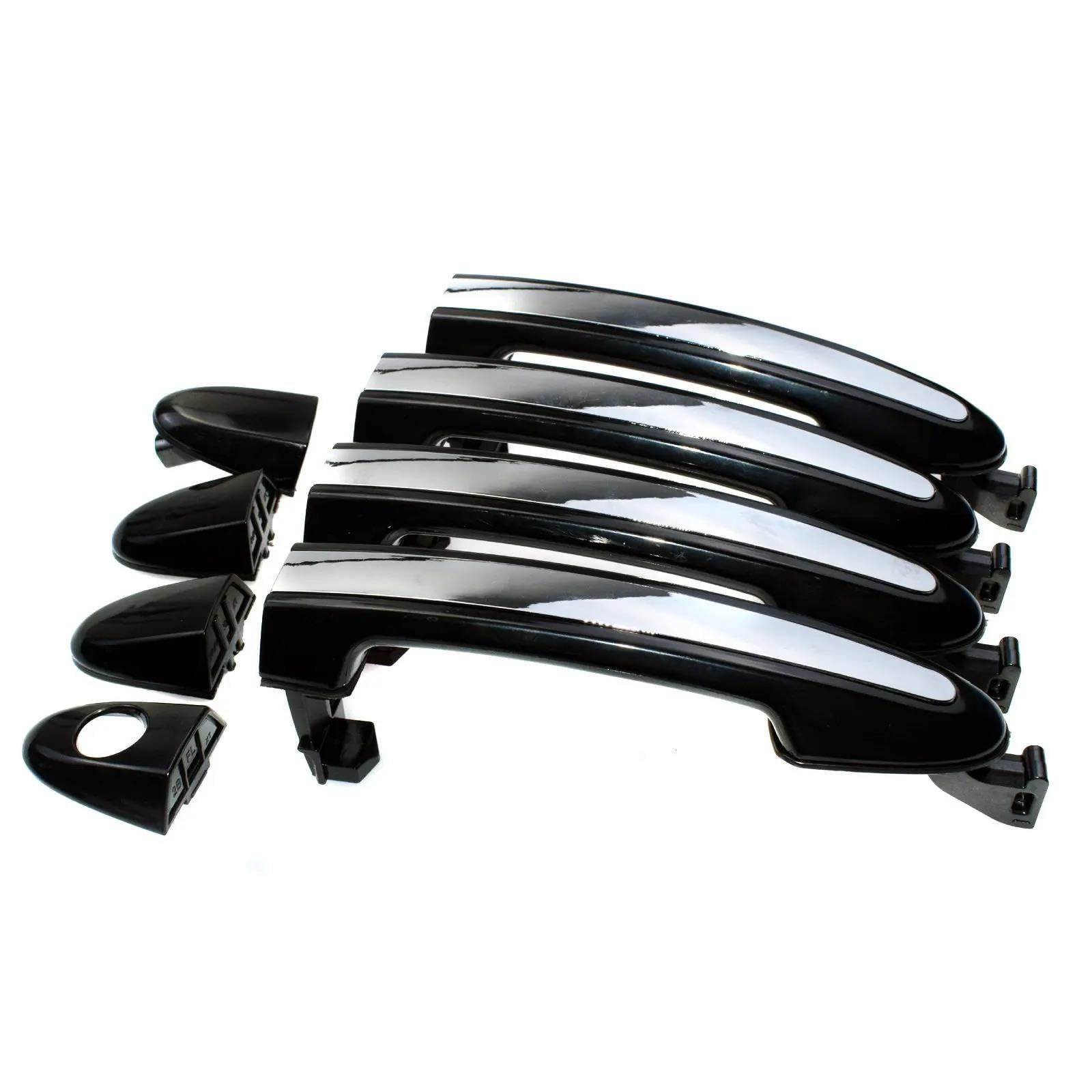 KLAUER Door Handle Covers Chrome Black Outer Door Handle for Hyundai for Santa Fe 2007-2012 826512B000 826612B000 836512B000(4PCS)