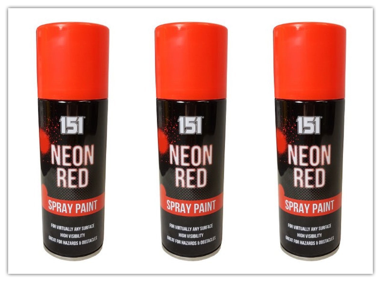 3 X RED - FLUORESCENT NEON spray can paint 200ML Graffiti (Banksey) NO CFCs