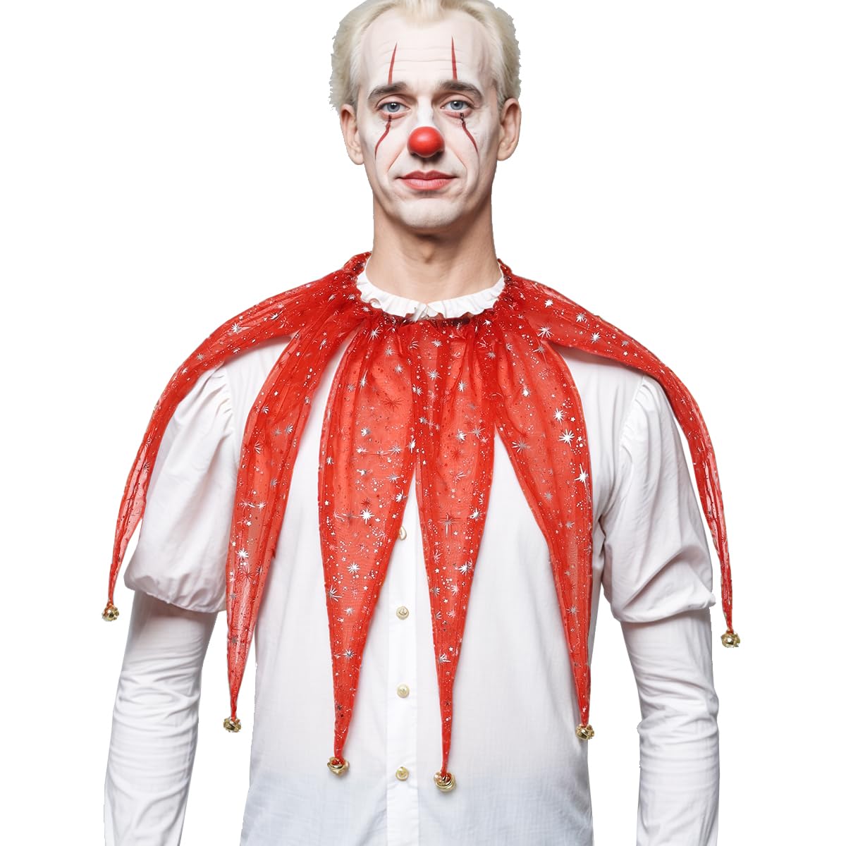 CAMDOM Victorian Mesh Collar Adult Pointed Clown Neck Accessories with Jingle Bell Mardi Gras Costumes — image 1