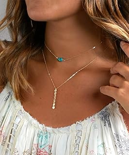 Wcysin Fashion Multi-layer Necklace Blue Stone Pendant Digital 8 Pendant Necklace Choker Necklace (Gold)