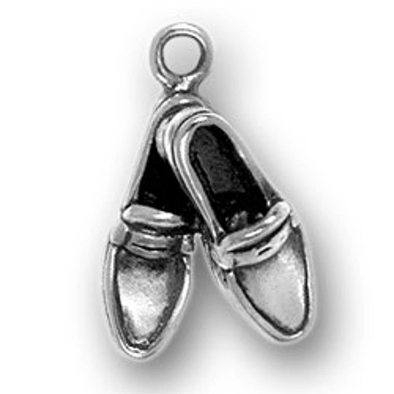 Sterling Silver Mens Unisex 1.5mm Box Chain 3D Crossed Loafers Shoes Pendant Necklace