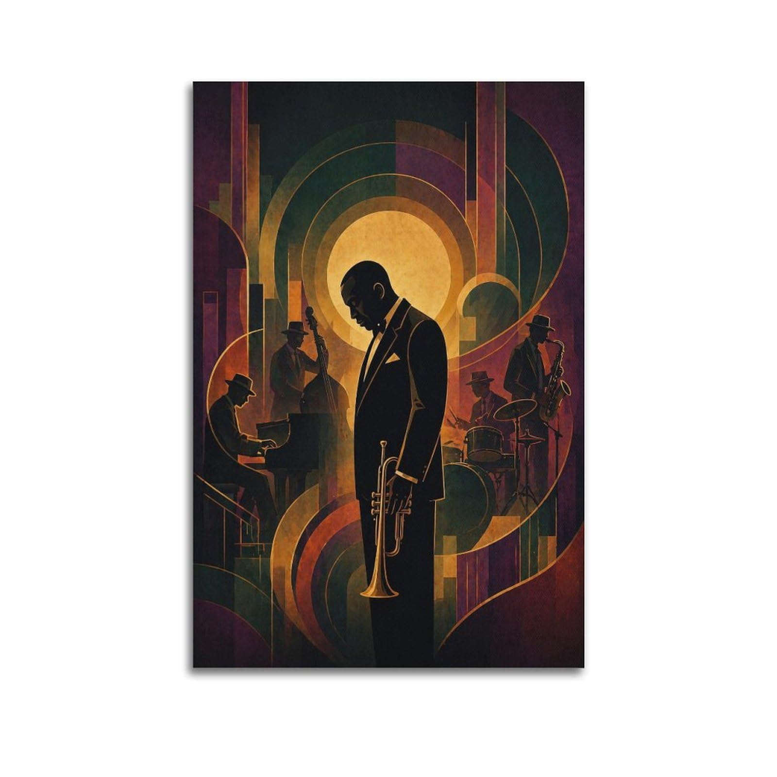 Okngb Unframe-Style Vintage Harlem Music Poster Jazz Legendary Trumpeter Decorative Painting Canvas Art Picture 24X36inch(60X90cm)