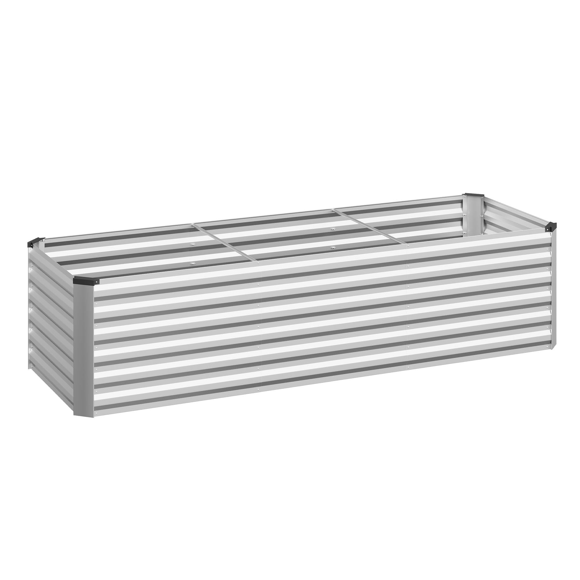 WOLTU Potager Surélevé en Métal, Bac Potager Extérieur 238x80x56cm, Jardinière Rectangulaire en Tôle Galvanisée, pour Légumes, Fleurs et Herbes, pour Jardin, Balcon et Terrasse, en Argenté
