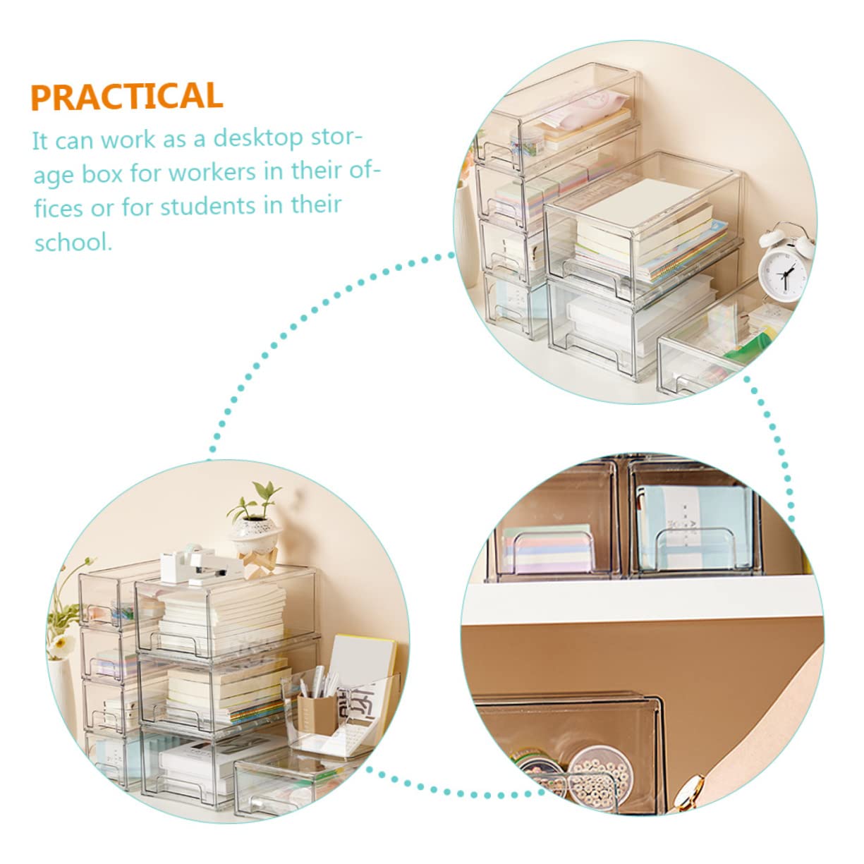 WOONEKY 2 Stück Acryl Kosmetikaufbewahrungsboxen für Schubladen Make Up Organizer für Schminke Leicht und Multifunktional für Schlafzimmer und Arbeitszimmer
