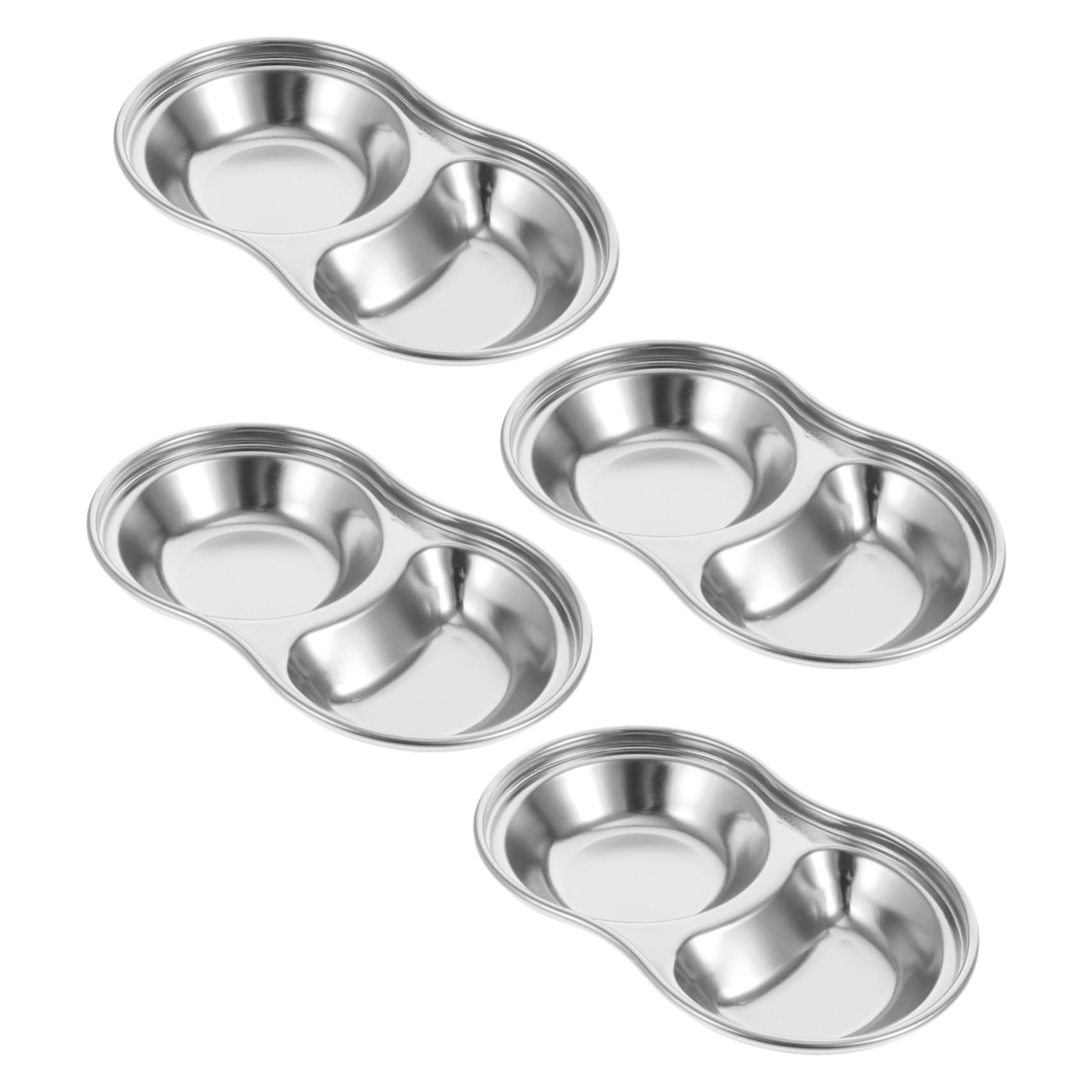 MOLUCKFU 4pcs Barbecue Dip Plate Seasoning Bowl Korean Bbq Sauce Tray Steel Appetizer Dish Seasoning Dishes Pickle Dish Nut Food Tray Stainless Steel Vinegar Dish 304 Stainless Steel Silver