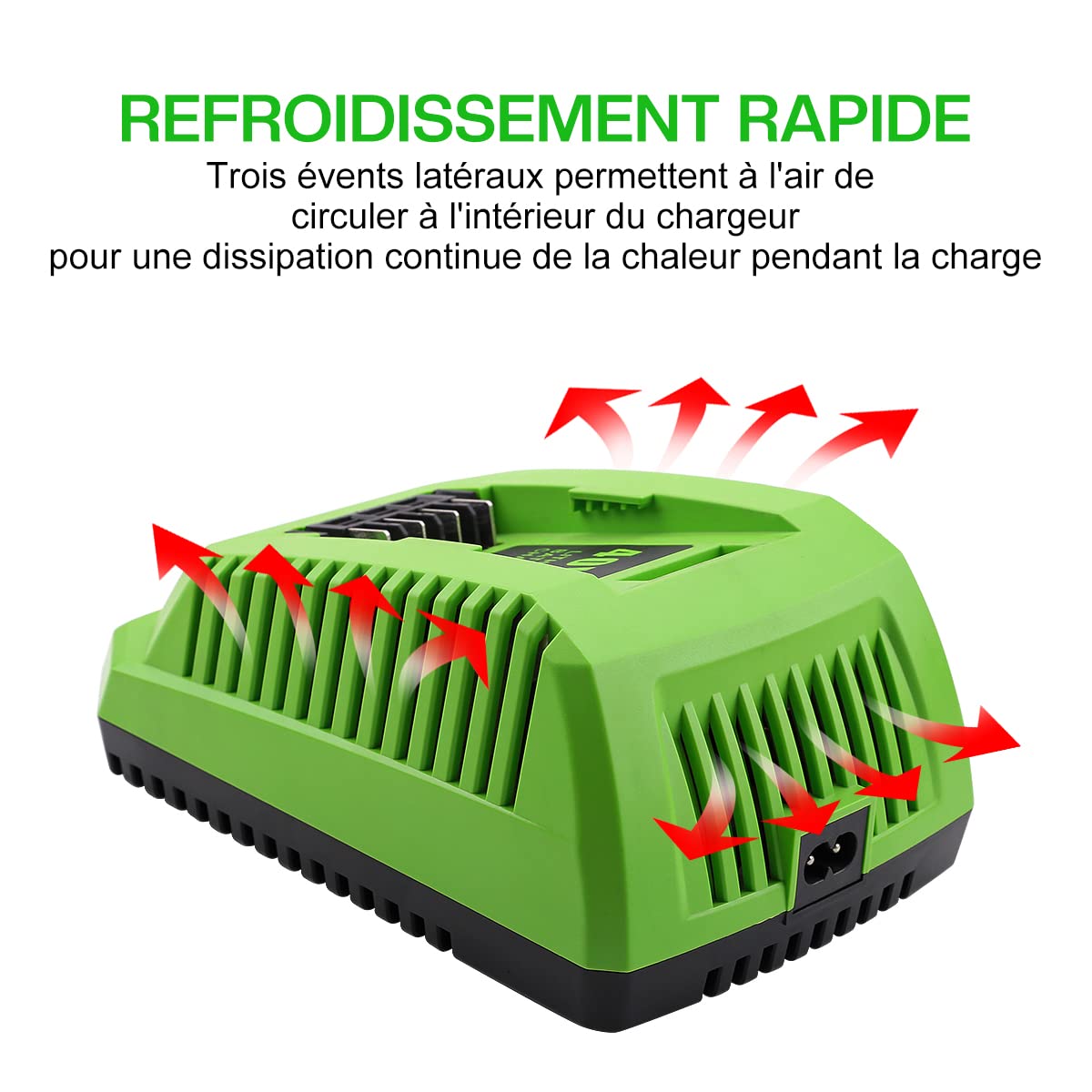 Chargeur 40V Greenworks G40C Compatible Série 40V