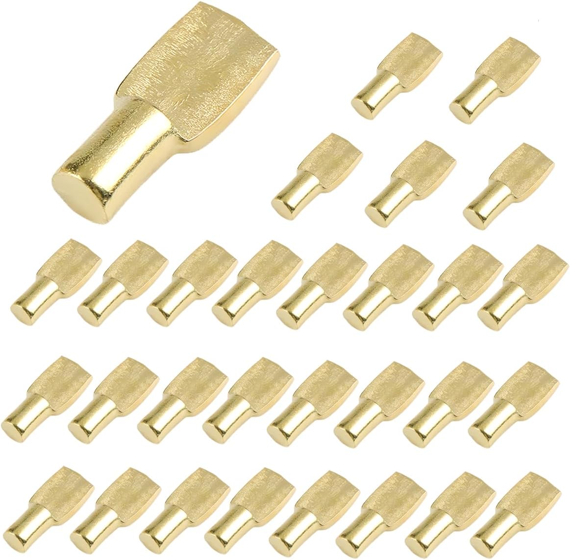 30PCS 1/5 Inch 5mm Shelf Pins Polished Brass Spoon Shelf Support Pin Nickel Plated Shelf Pegs for Cabinets Wardrobes Bookcases