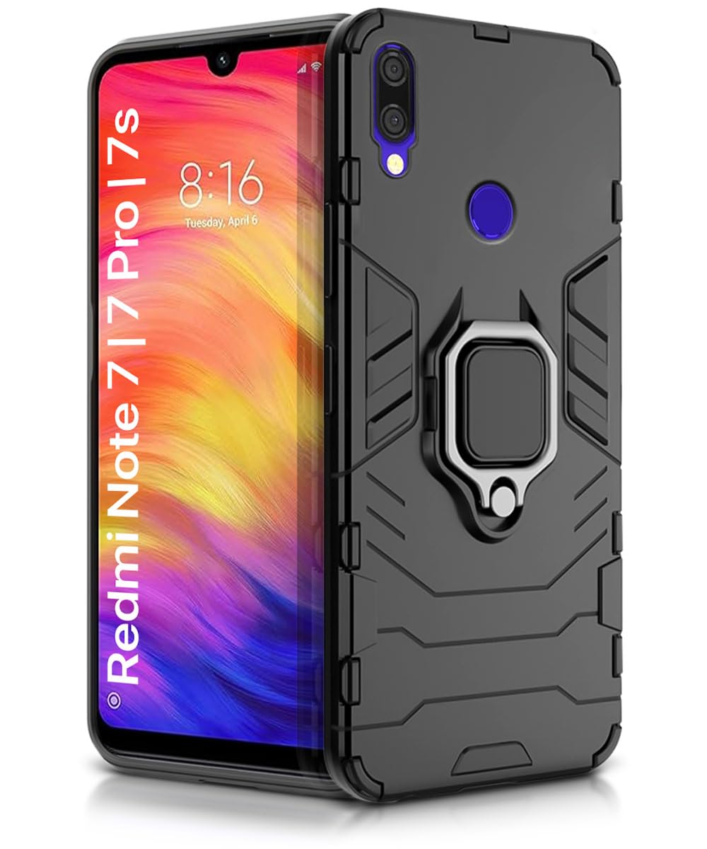 WOW IMAGINE Shock Proof Back Case Mobile Cover for Xiaomi Mi Redmi Note 7 | 7 Pro | 7S (Armor | Hybrid PC + TPU | Full Protection with Ring Holder Kickstand | Carbon Black) (B08TTC4LJS) Amazon Price History, Amazon Price Tracker