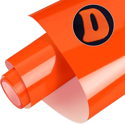 Rollo de vinilo termotransferible 3D naranja de 10 pulgadas x 10 pies, rollo de vinilo hinchado HTV para planchar, para camisas, prensa de calor
