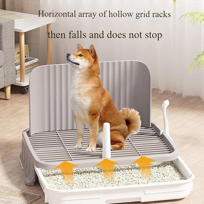 Inodoro para perros con protector contra salpicaduras, adiestramiento de perros, columna de pared, gato, rejilla extraíble, bañera blanca, limpieza rápida, a prueba de fugas