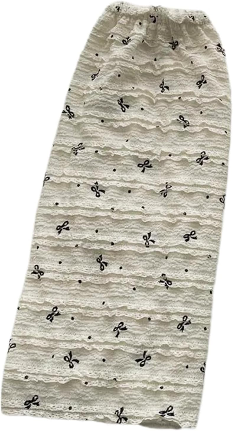 Women Girls Wide Leg Sleeves Japanese Sweet Bowknot Print Warmer Ruffle Lace Trim Long Socks Cuffs Women Lightweight Leg Cove