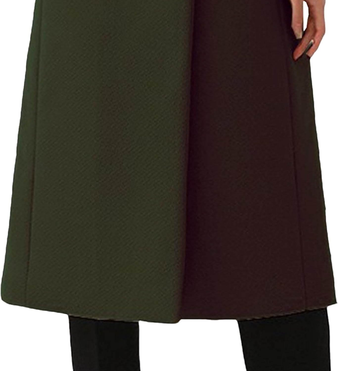 Maiyifu-GJ Wool Blend Coat for Women Notched Collar Double Breasted Trench Coat Fall Winter Elegant Long Jacket Outerwear