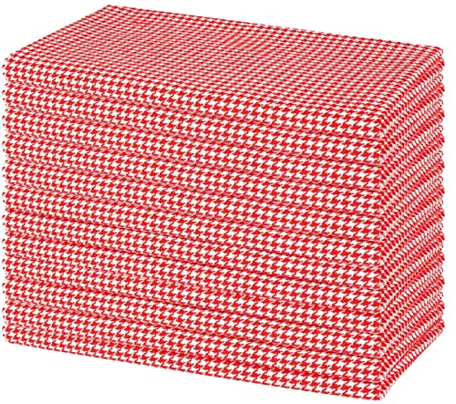 Native Fab Houndstooth Vintage Cloth Dinner Napkins Set Of 12 Cotton 18X18 Soft Absorbent Restaurant Hotel Quality - Everyday Easy Care Washable Wedding Dinner Napkins Bulk - Red #TOP6