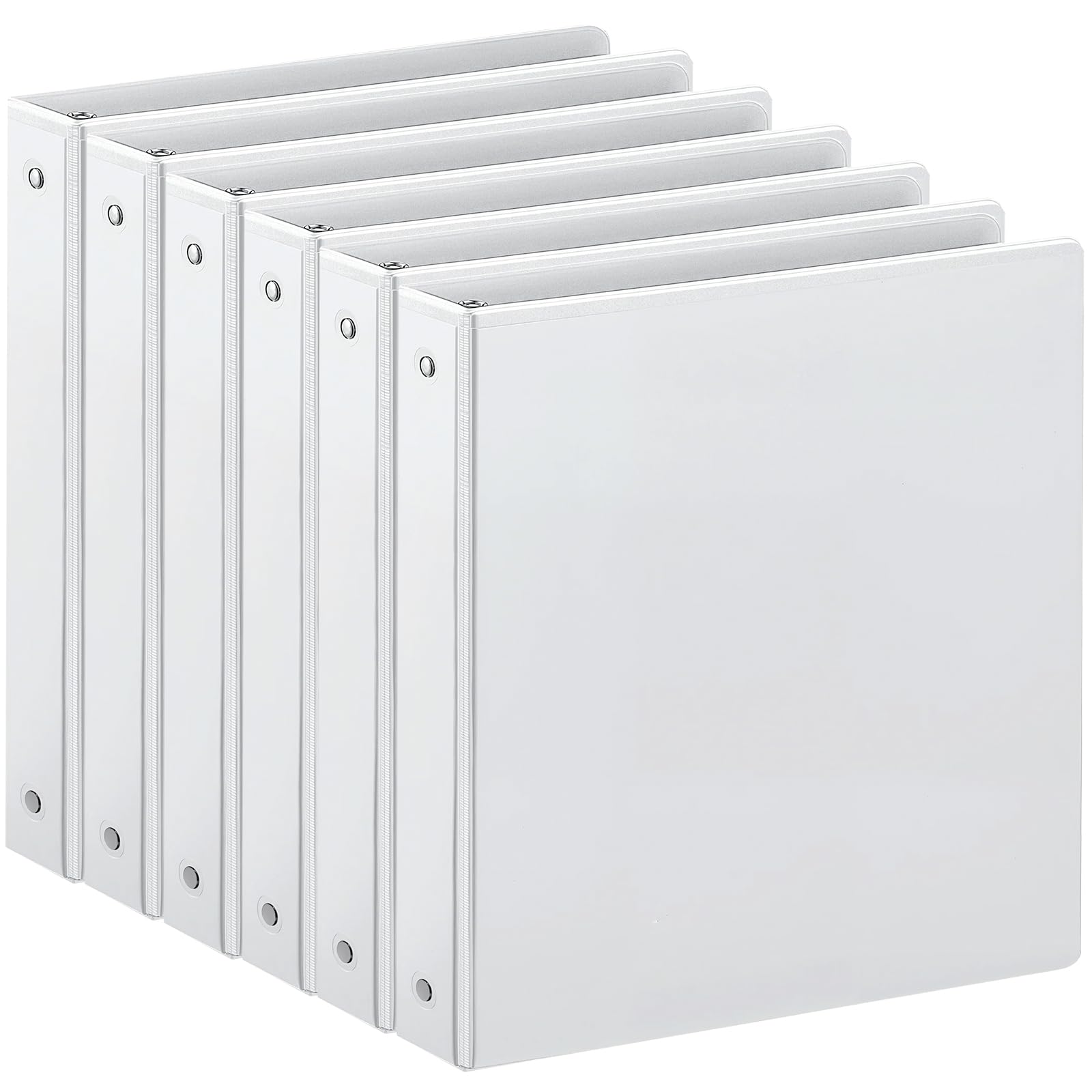 SUIN 1-inch 3 Ring Binder with 2 Interior Pockets, 1''Durable Binders Holds US Letter Size 8.5'' x 11'' Paper - Versatile Binders for Office, Home, and School Use, 6 Pack White