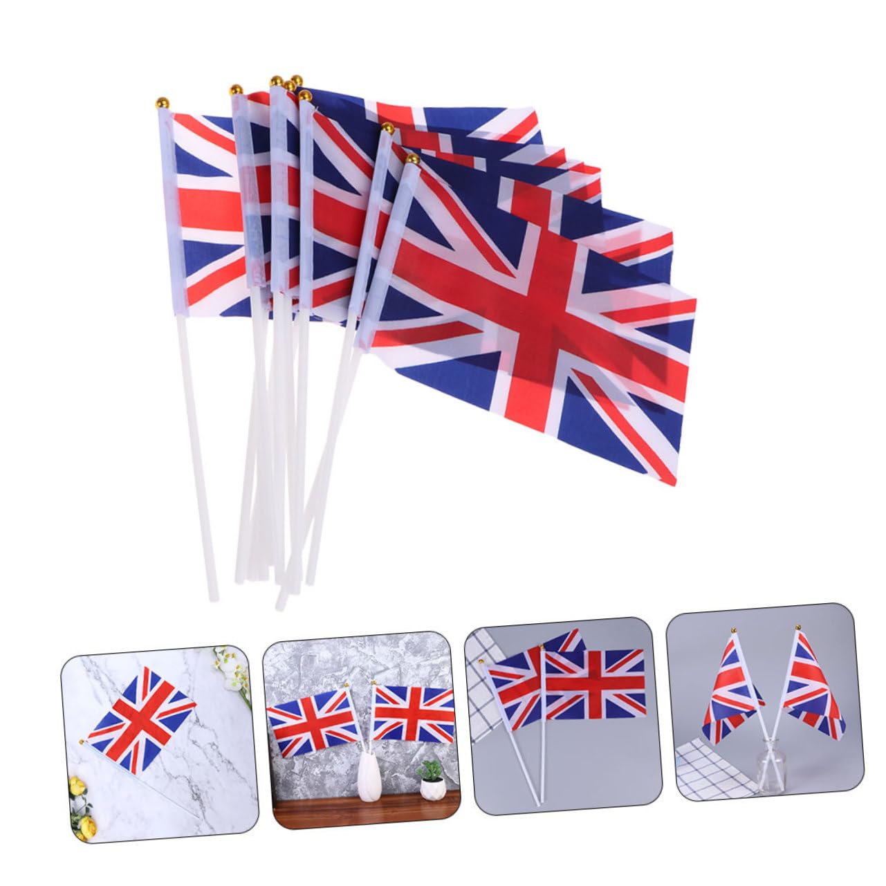 25 Pezzi Bandiere Inglesi Piccole a Mano in Poliestere Bandiere Union Jack per Feste Sportive Stadio Esterno