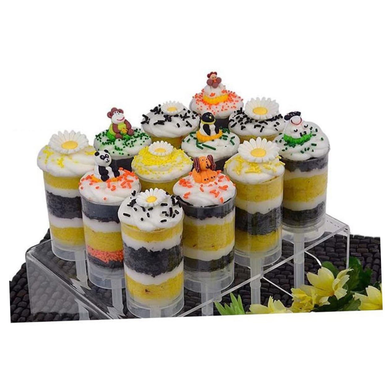 VINTORKY 10pcs Transparent Cake Push Containers for Cupcake Decoration Food Grade Easy to Clean for Weddings Parties DIY Designs