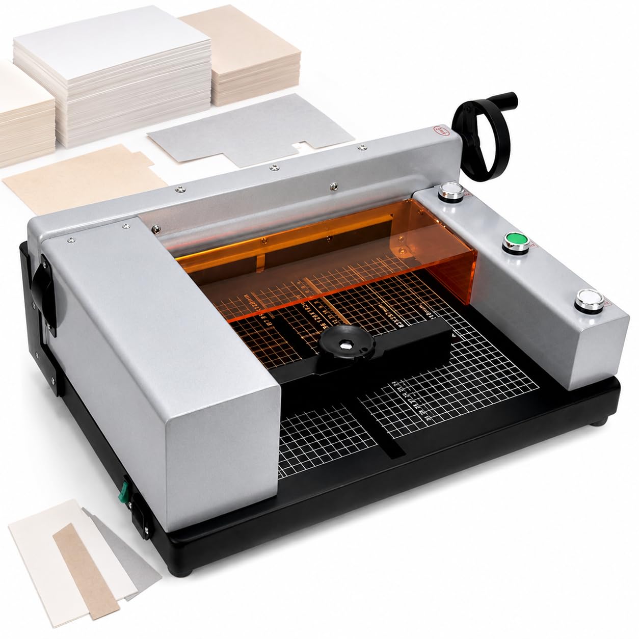 AMQYDT Electric Paper Cutter, Paper Guillotine with 0-300mm Cutting Width, 40mm Cutting Thickness, Desktop Heavy Duty Cutting Machine for Cardstock, Cards and Leather