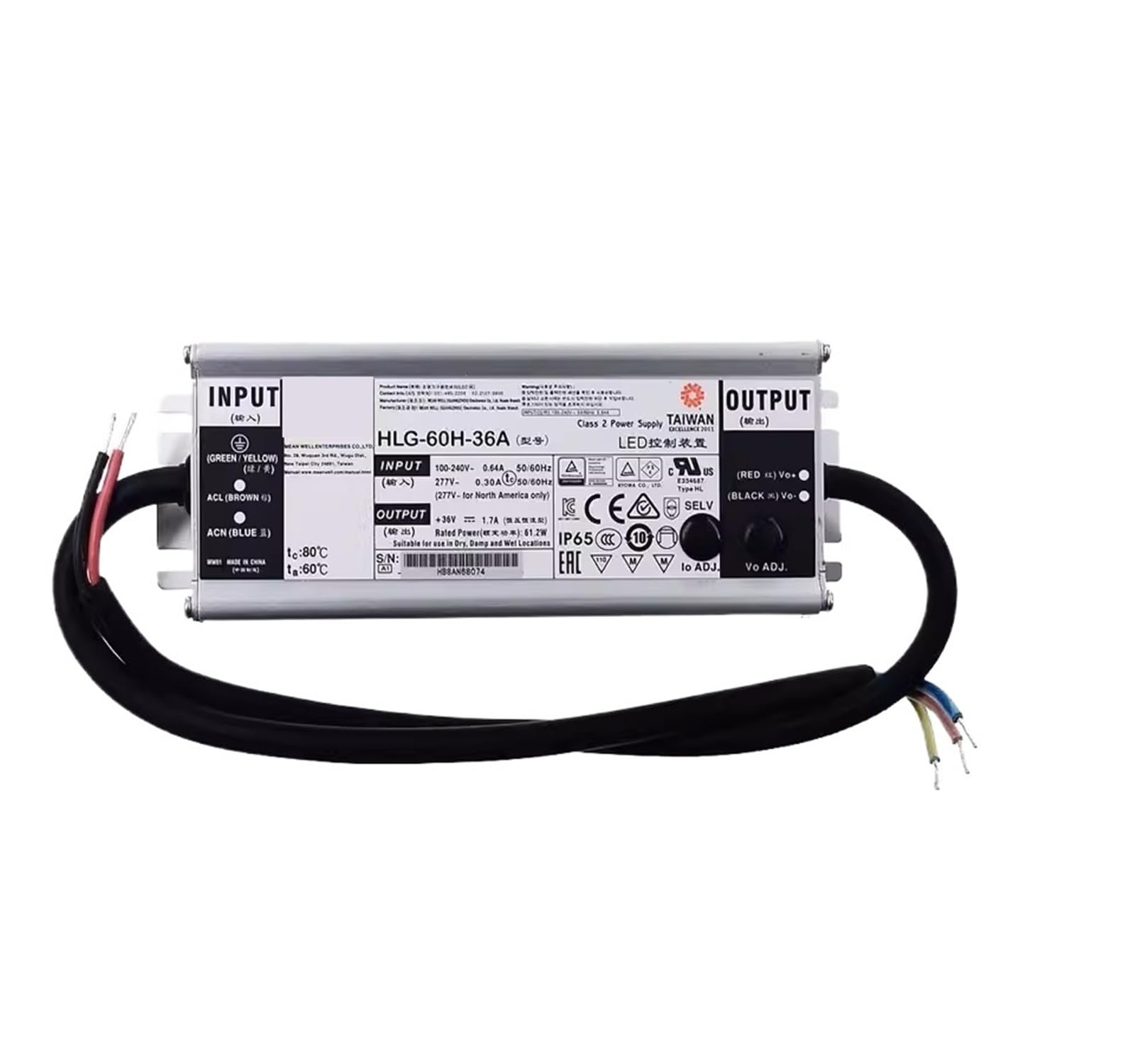 BRODEFUP HLG-60H HLG-60H-24A HLG-60H-36A HLG-60H-48A HLG-60H-24 HLG-60H-24B HLG-60H-42B 60W Constant Voltage + Constant Curren(HLG-60H-24B)