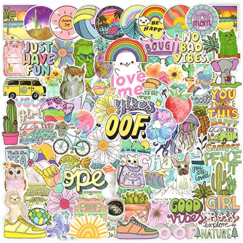 Cute VSCO Stickers for Water Bottle Waterproof Vinyl Stickers Pack for Kids Teens Girls Boys Skateboard Laptop Computer Phone Case Scrapbook Journal Folders Bumper Helmet Bike Car 98pcs