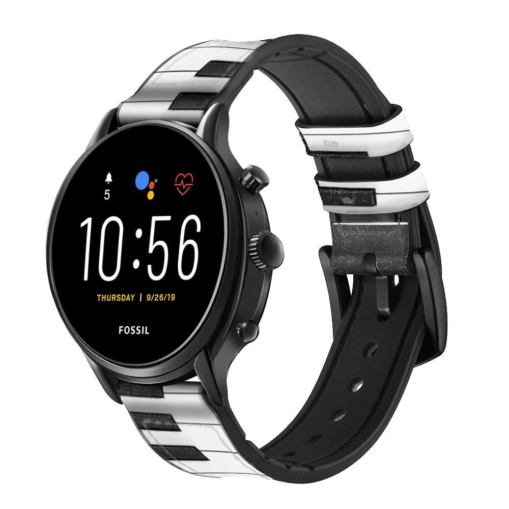 Innovedesire One Octave Piano Cinturino in Pelle Smartwatch per Fossil Hybrid Smartwatch Nate, Hybrid HR Latitude, Hybrid Smartwatch Machine Taglia (24mm)