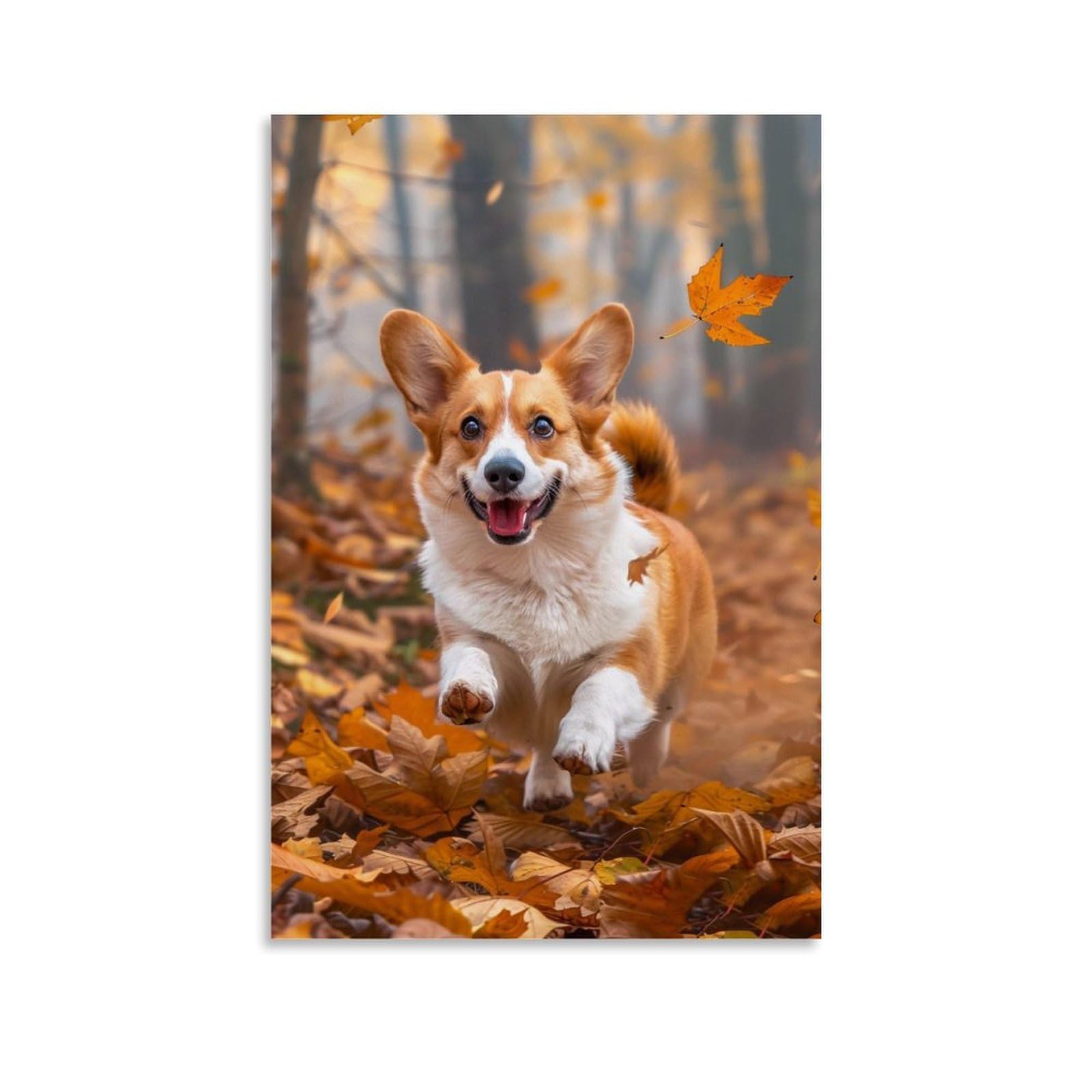 HUERYRYHY Warm Fall Corgi 04 Poster Wall Art Canvas Vintage Aesthetic Painting Decor for Rooms 20x30inch Unframe-style