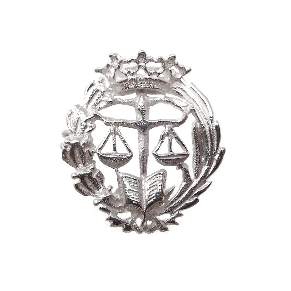 Insignia profesional Derecho escudo plata 925m Ley 18mm. pin cierre trasero latón