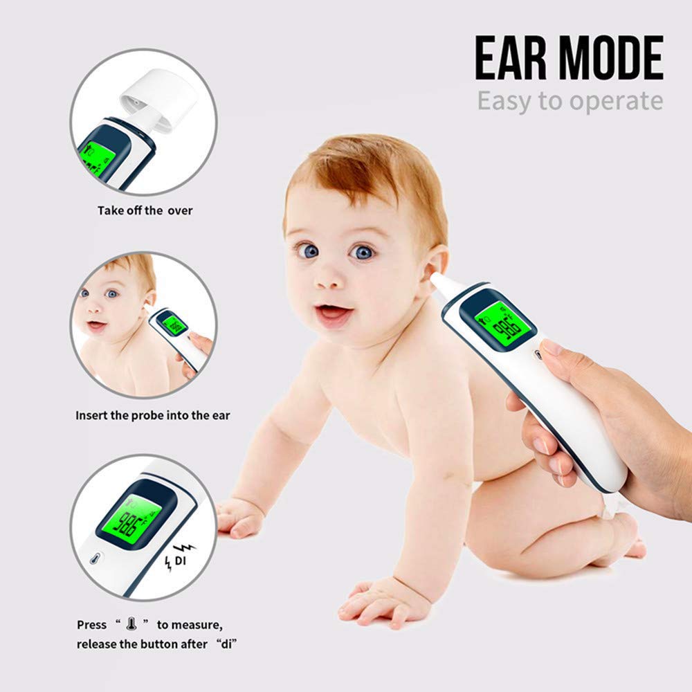 Termómetro Infrarrojo del Bebé, Oído Y Termómetro De La Frente, Termómetro Médico Modo Dual Digital con Fiebre De Alarma, ℃ / ℉ De Conversión, 1S Lectura
