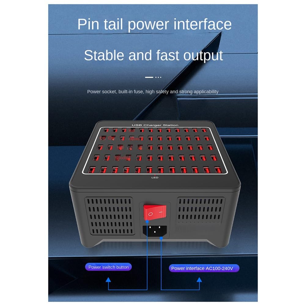 Estación de carga USB de 300 W 60 con múltiples puertos, base, múltiples cargadores USB, adaptador concentrador para ordenador, teléfono, cámara, enchufe de la UE, duradero, fácil