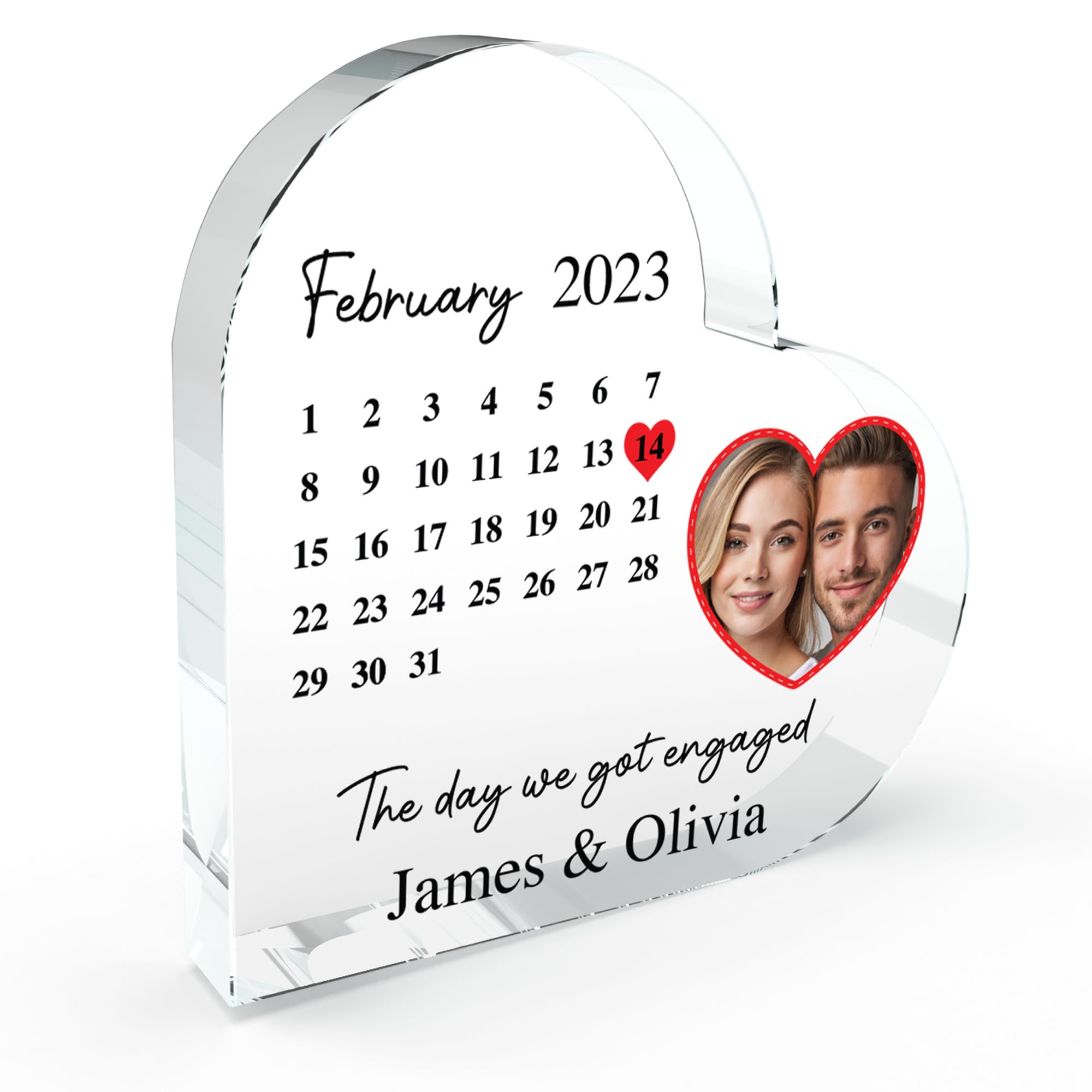 Star Online Personalised Wedding Anniversary Engagement Date Gifts, First Date Anniversary Husband Wife, One Year Together Boyfriend, Valentines, Acrylic Heart Block With Box (Personalised Image)