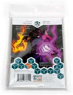 Greater Than Games Large / Villain Size Board Game Card Sleeves â€“ 88mm x 130mm - 25 Count Clear Sleeves