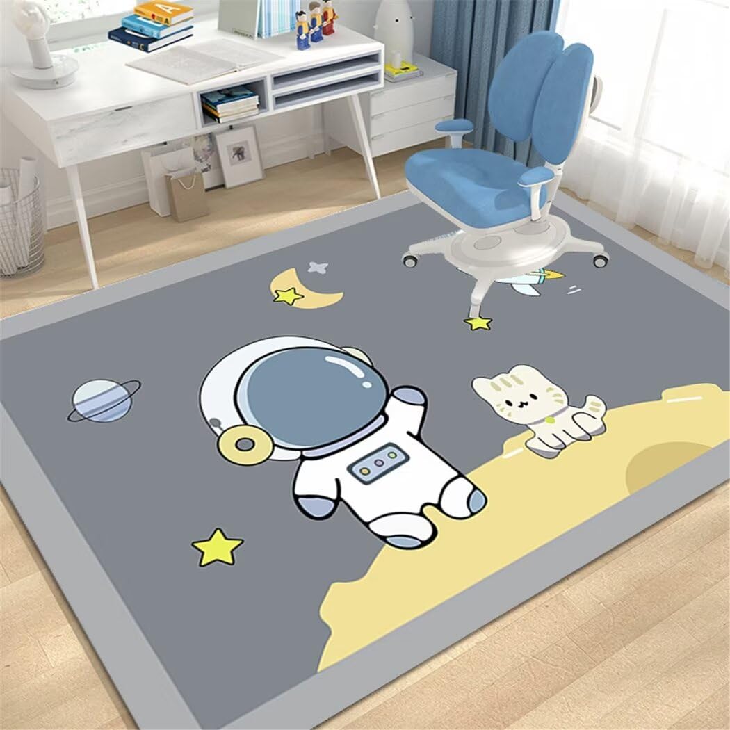 Alfombra amarilla infantil para habitaciones juveniles gato y gris RUGMRZ 50x80cm
