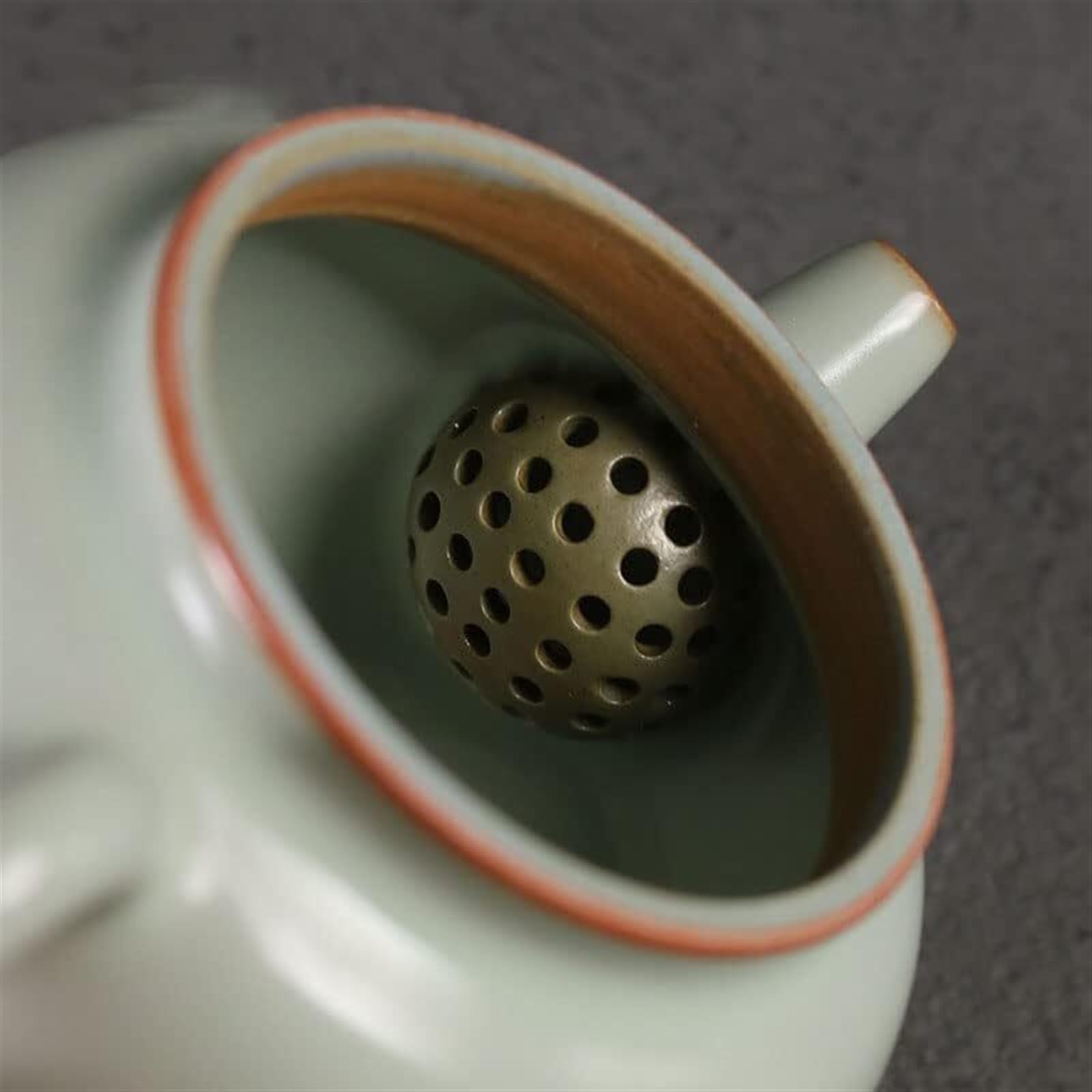 Dzbanek Herbaty Czajniczek Chiński Tradycyjny Ru Kiln Ręcznie Robiony Przenośny Ceramiczny Czajnik(Grün)