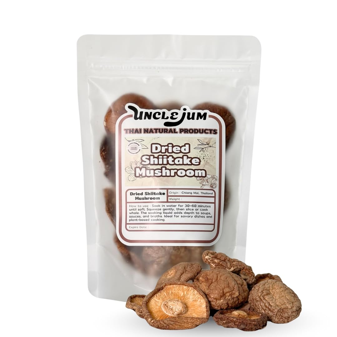 UNCLEJUM Dried Shiitake Mushrooms – Whole, Rich Umami Flavor, Ideal for Asian Cooking, Soups, Stir-Fries & Broth (500 grams/17.64 oz)