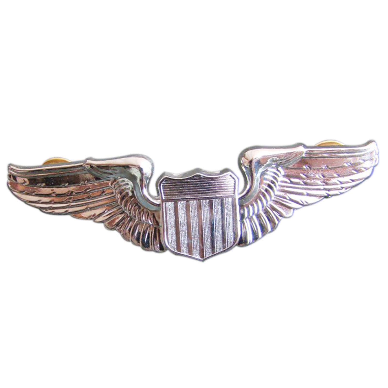 AnsonBoy WWII US U.S. AIR FORCE AVIATOR PILOT METAL WINGS BADGE INSIGNIA PIN SILVER