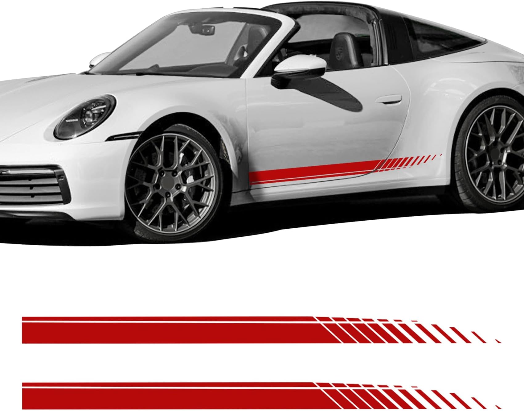 2Pcs Sports Racing Stripe Graphic Stickers, Side Door Vinyl Decals, Universal Car Decoration Accessories for Truck Auto Body Side Door (Red)