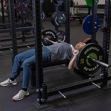 Titan Fitness Cambered Bench Press and Rowing Bar, 3 Camber Drop, 600 LB Capacity, 28mm Shaft, Chrome Finish, Bronze Bushings, Medium Diamond Knurling, Olympic Strength Training Barbell