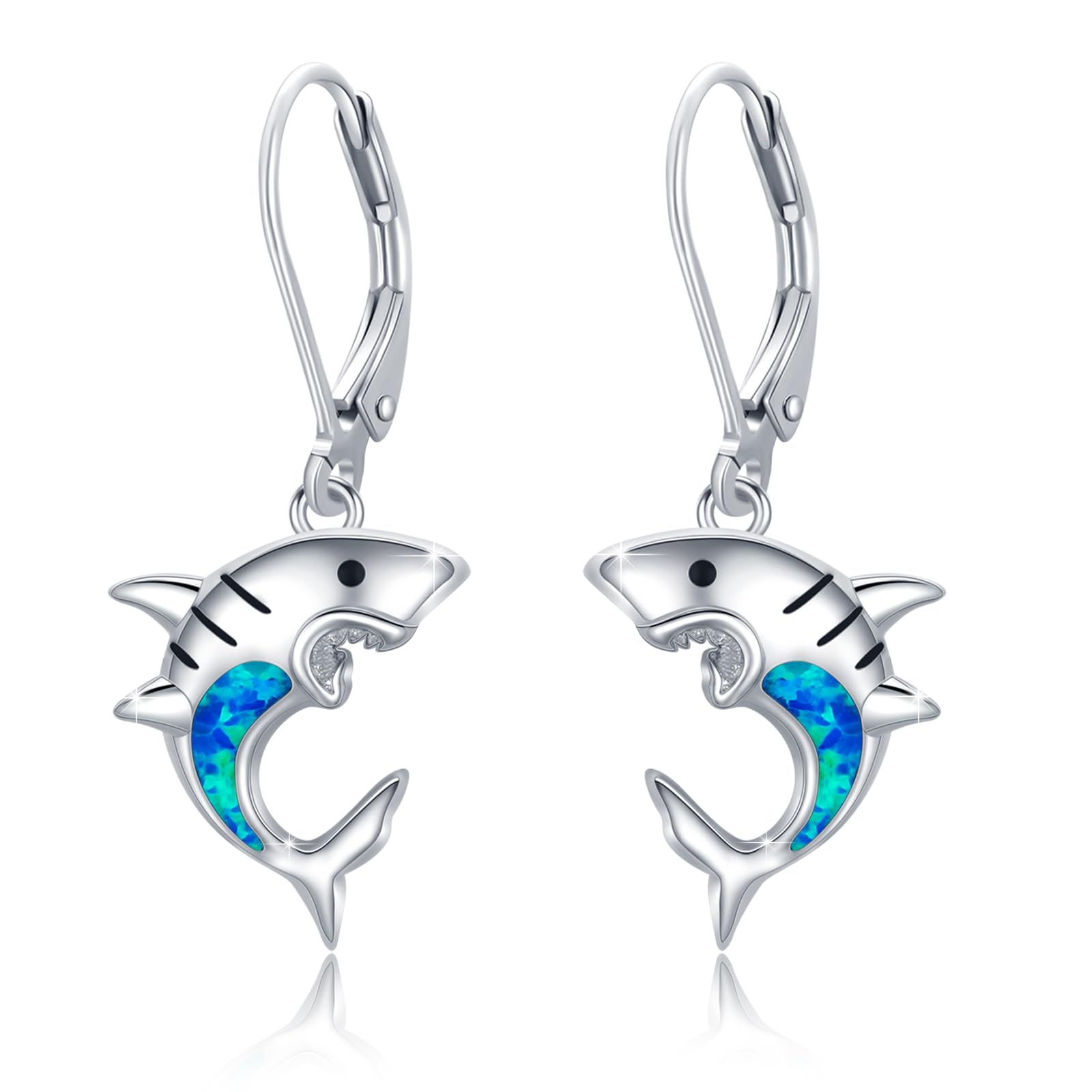 REDSUN Delfin/Koala/Hai Ohrringe Damen 925 Sterling Silber mit Herz Mondstein - Hängend Delphin Schmuck Geschenk für Mutter, Mama, Ehefrau, Frauen, Mädchen, Freundin - Valentinstag Weihnachten