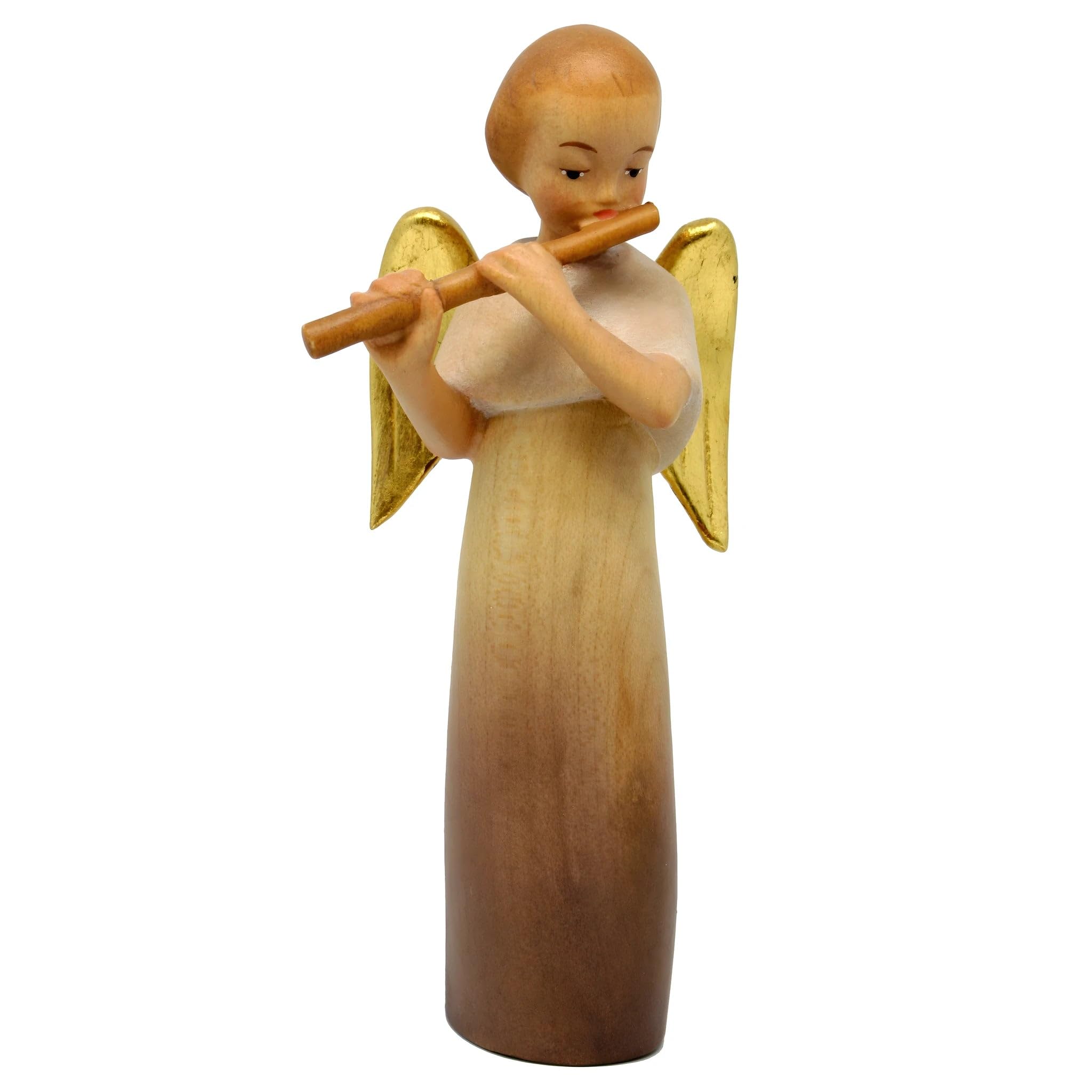 Dolfi | Stylized Angel with Flute 15 cm | Hand Painted in Val Gardena | Religious Article