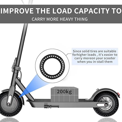 Miniatura 6 de KAOUKUO Neumáticos sólidos para scooter, paquete de 2 ruedas de repuesto para scooter eléctrico, neumáticos de panal para Xiaomi