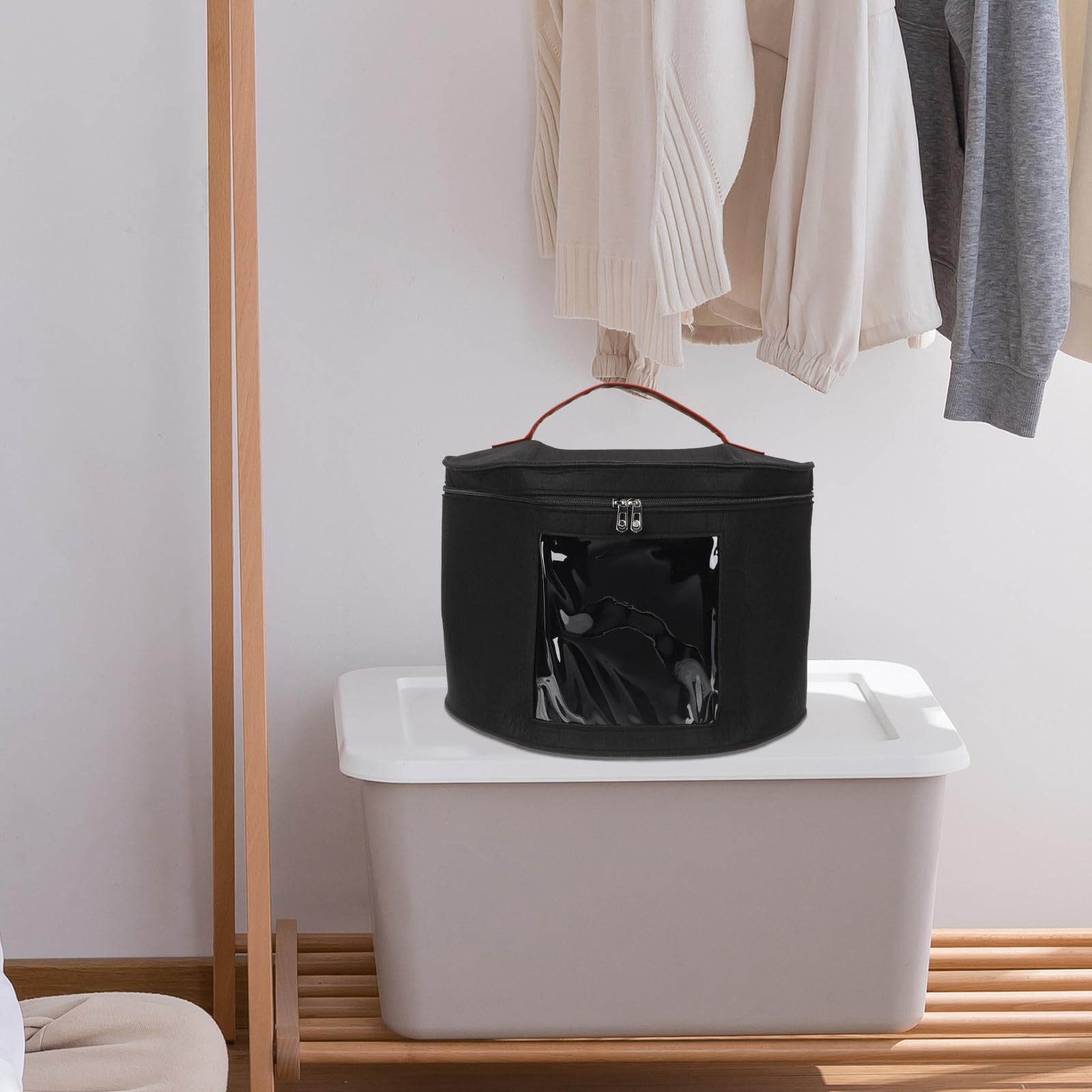 CHILDWEET Hutschachtel aus Filz 43x28cm mit Staubschutz Aufbewahrungsbox für Hüte Bh und Haushaltskleiderbehälter für Reise und Zuhause