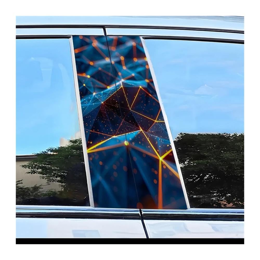Body Parts 2pcs Car Center Column Decal Geometric Network Pattern Scratch Resistant Film
