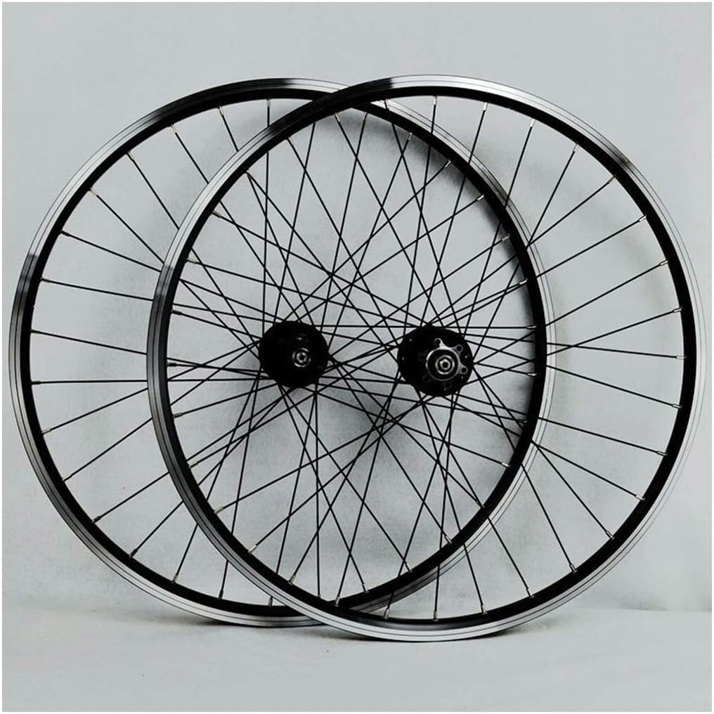 Zestaw kół rowerowych 26" Disc/V-Brake Double Wall aluminiowe felgi piasty Box 7-11 prędkości uszczelnione łożyska stalowe szprychy (Color : Nero, Size : 27.5'')