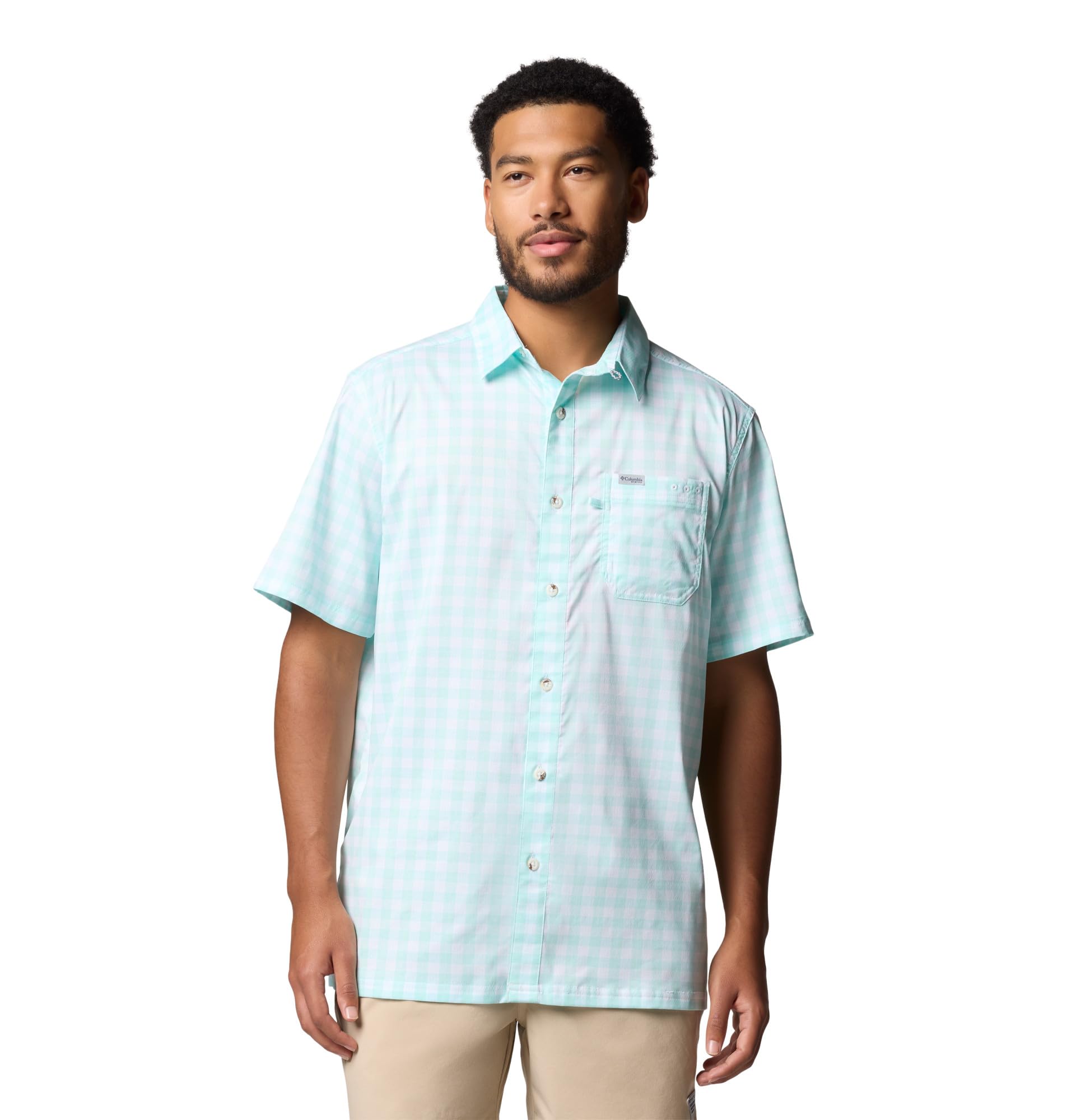 Columbia Men's PFG Super Slack Tide Camp Shirt, Gulf Stream Palaka Grid, XL